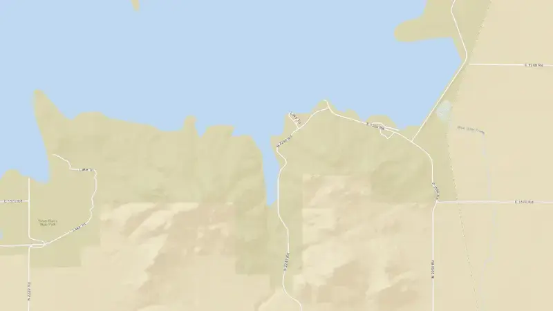 Road map of Tom Steed Lake reservoir, Oklahoma, United States