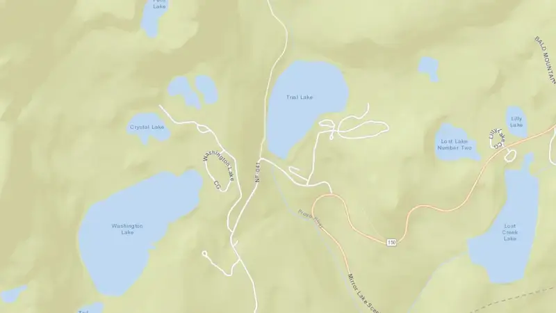 Road map of Trial Lake reservoir, Utah, United States
