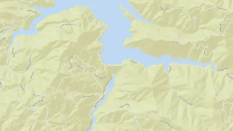 Road map of TRINITY LAKE reservoir, California, United States