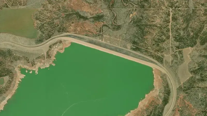 Satellite view of Truscott Brine Lake reservoir, Texas, United States