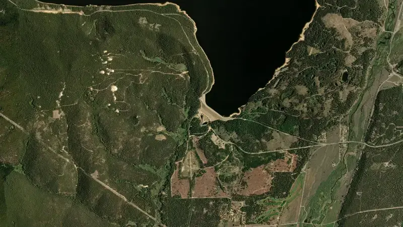 Satellite view of Turquoise Lake and Sugar Loaf Dam reservoir, Colorado, United States