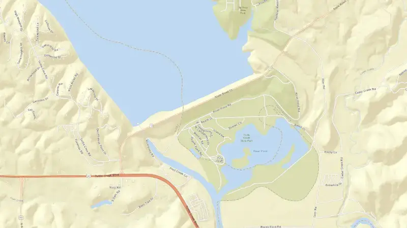 Road map of Tuttle Creek Dam & Reservoir reservoir, Kansas, United States