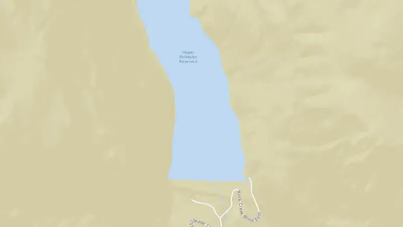 Road map of Upper Stillwater Reservoir and Dam reservoir, Utah, United States
