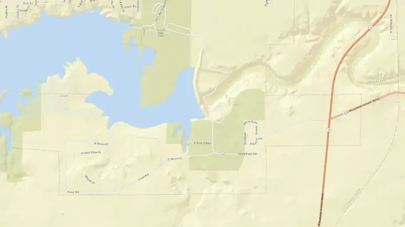 Road map of Ute Reservoir reservoir, New Mexico, United States