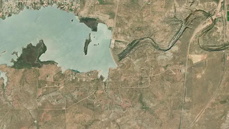 Satellite view of Ute Reservoir reservoir, New Mexico, United States