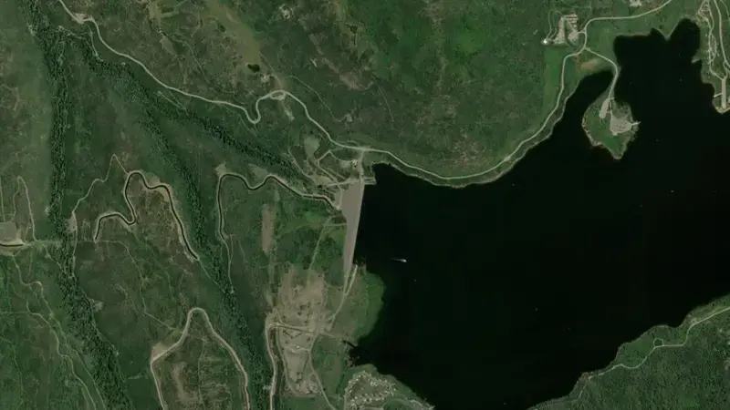 Satellite view of Vega Reservoir and Dam reservoir, Colorado, United States