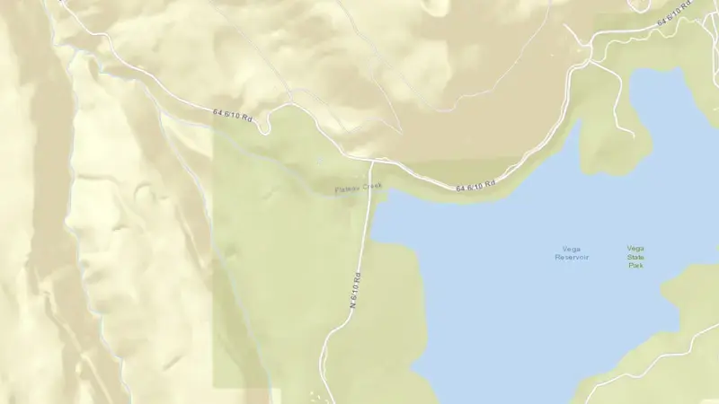 Road map of VEGA RESERVOIR NEAR COLLBRAN, CO reservoir, Colorado, United States
