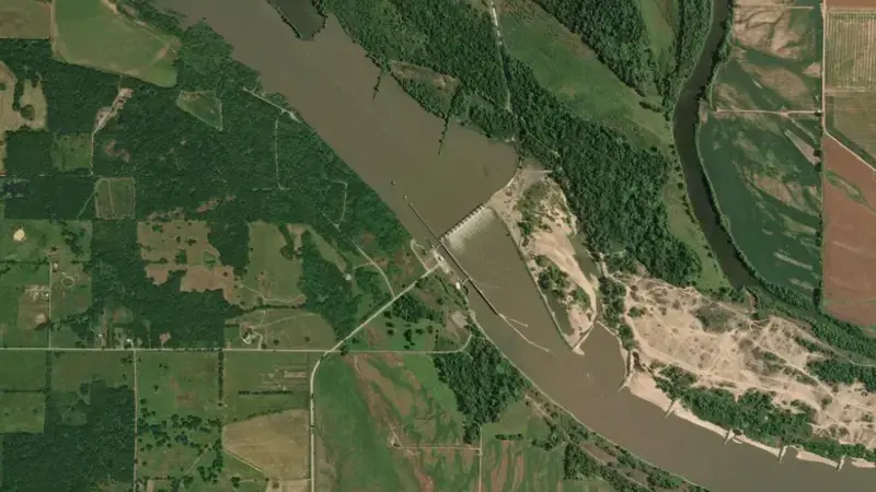 Satellite view of W.D. Mayo LD14 reservoir, Oklahoma, United States