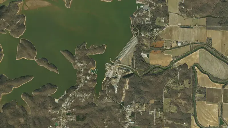Satellite view of Wappapello Pool reservoir, Missouri, United States