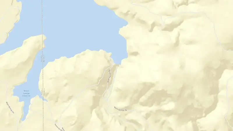 Road map of Warm Springs Reservoir and Dam reservoir, Oregon, United States