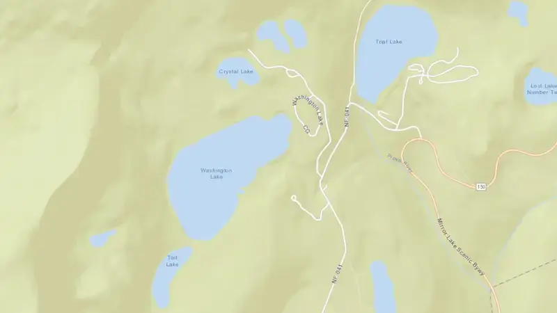 Road map of Washington Lake reservoir, Utah, United States