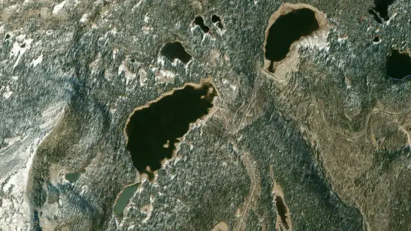 Satellite view of Washington Lake reservoir, Utah, United States