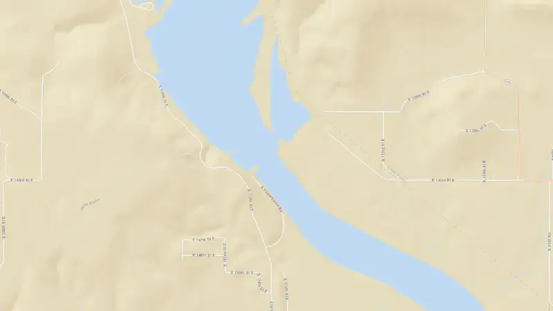 Road map of Webbers Falls LD16 reservoir, Oklahoma, United States