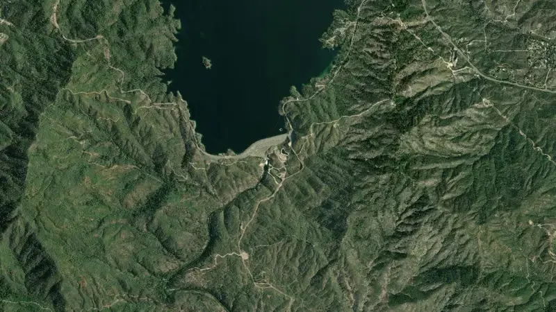 Satellite view of WHISKEYTOWN DAM reservoir, California, United States