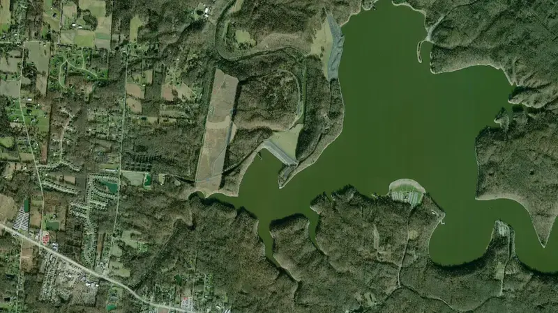 Satellite view of William H. Harsha Lake reservoir, Ohio, United States