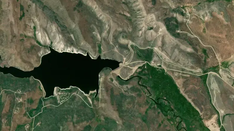 Satellite view of Willow Creek Reservoir and Dam (CO) reservoir, Colorado, United States