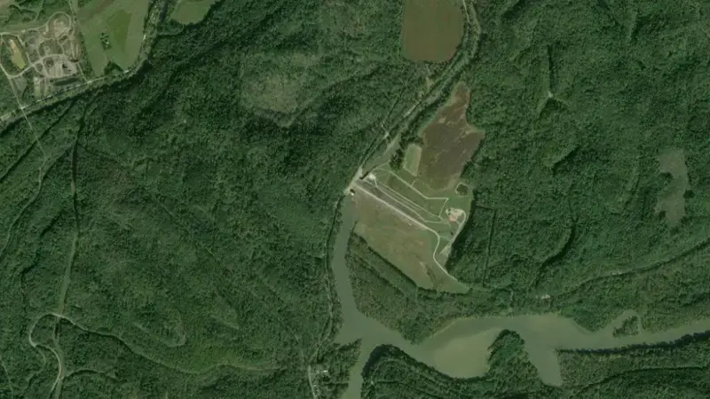Satellite view of Wills Creek Lake reservoir, Ohio, United States