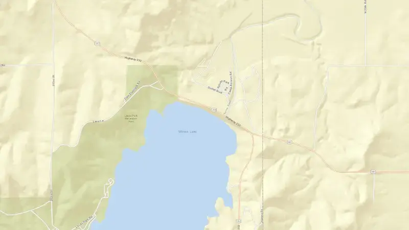 Road map of Wilson Dam & Reservoir reservoir, Kansas, United States