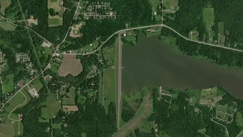 Satellite view of Woodcock Creek Lake, PA reservoir, Pennsylvania, United States