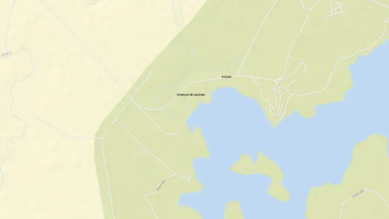 Road map of Allemanskraal Dam reservoir, Free State, South Africa