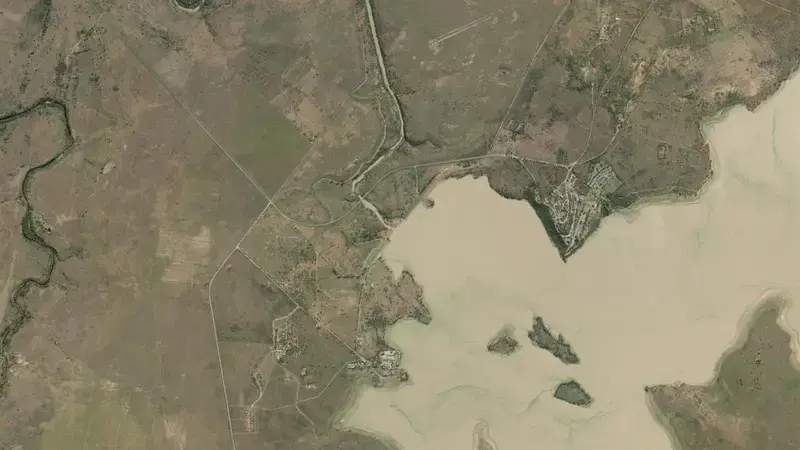 Satellite view of Allemanskraal Dam reservoir, Free State, South Africa