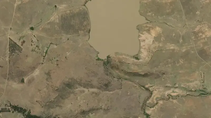 Satellite view of Armenia Dam reservoir, Free State, South Africa