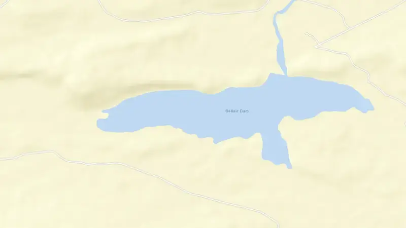 Road map of Bellair Dam reservoir, Western Cape, South Africa