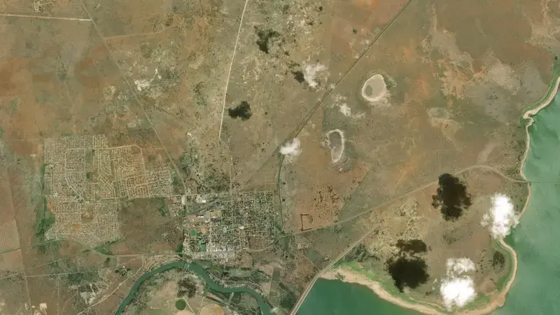 Satellite view of Bloemhof Dam reservoir, Free State, South Africa