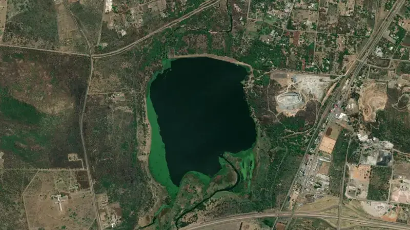 Satellite view of Bon Accord Dam reservoir, Gauteng, South Africa