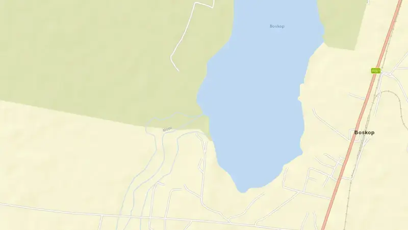 Road map of Boskop Dam reservoir, North West, South Africa