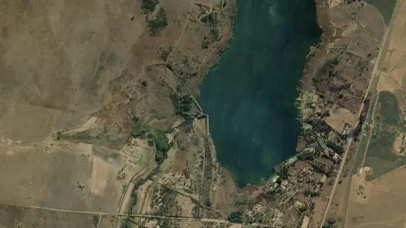Satellite view of Boskop Dam reservoir, North West, South Africa