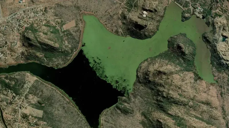 Satellite view of Bospoort Dam reservoir, North West, South Africa