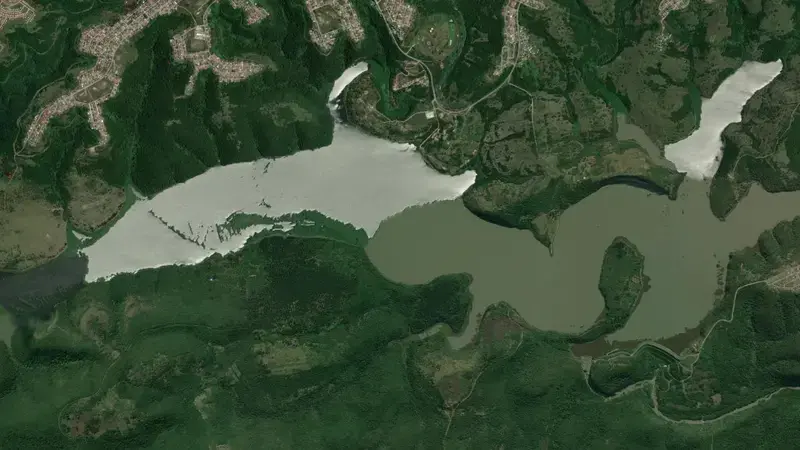 Satellite view of Bridle Drift Dam reservoir, Eastern Cape, South Africa