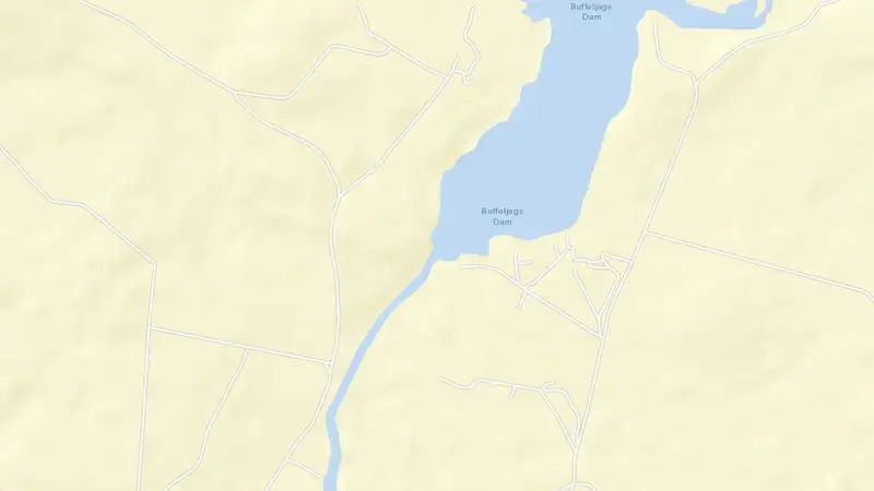 Road map of Buffeljags Dam reservoir, Western Cape, South Africa