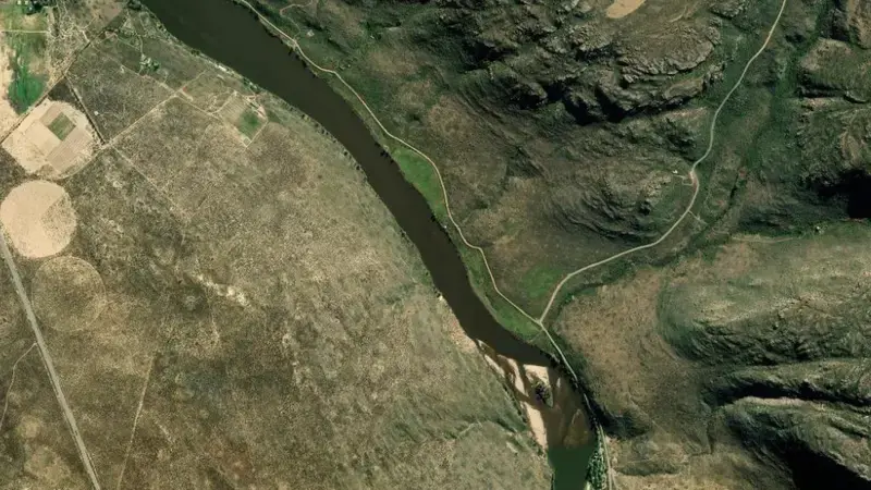 Satellite view of Bulshoek Dam reservoir, Western Cape, South Africa