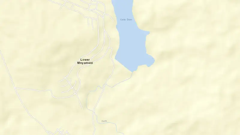 Road map of Cata Dam reservoir, Eastern Cape, South Africa