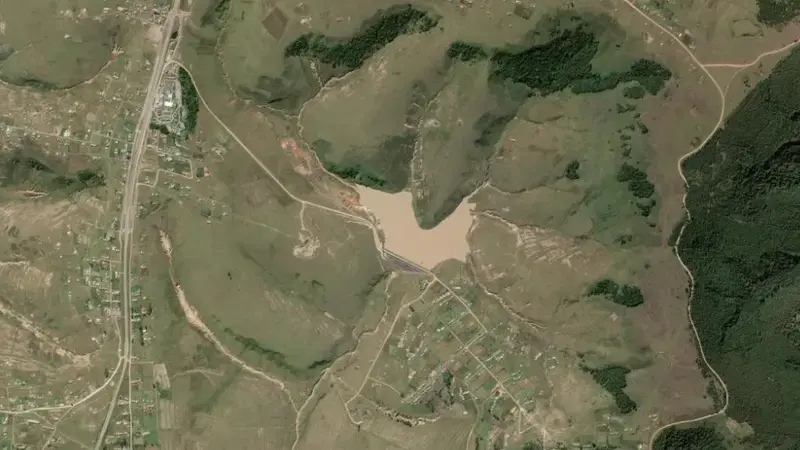 Satellite view of Corana Dam reservoir, Eastern Cape, South Africa
