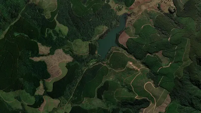 Satellite view of Dap Naude Dam reservoir, Limpopo, South Africa