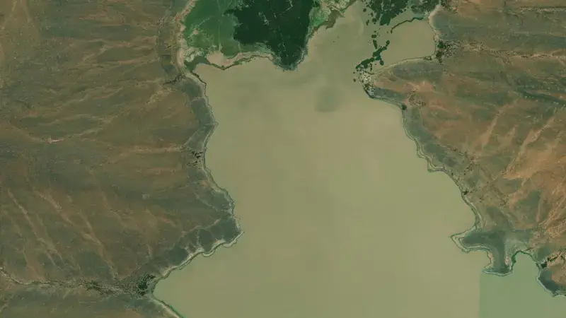 Satellite view of Darlington Dam reservoir, Eastern Cape, South Africa