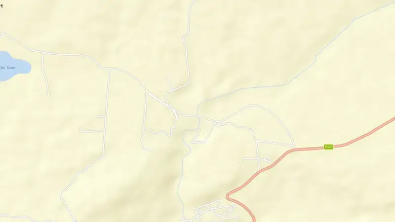 Road map of De Bos Dam reservoir, Western Cape, South Africa
