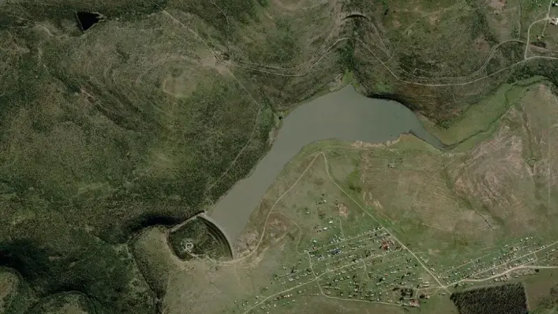 Satellite view of Debe Dam reservoir, Eastern Cape, South Africa