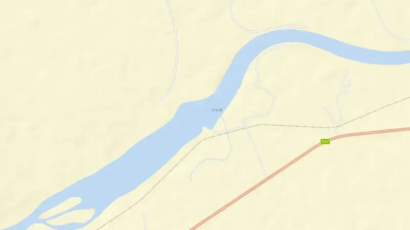 Road map of Douglas Weir Dam reservoir, Northern Cape, South Africa