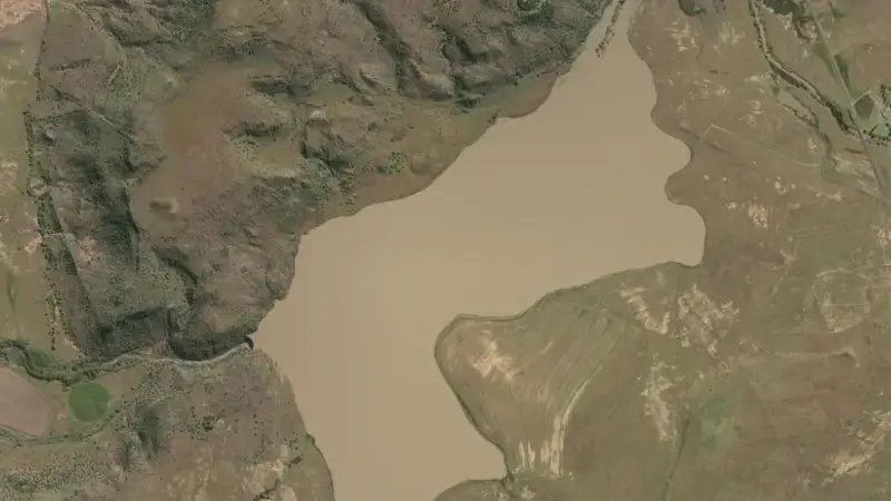 Satellite view of Egmont Dam reservoir, Free State, South Africa