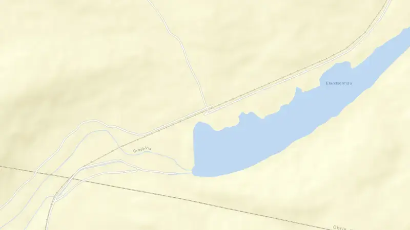Road map of Elandsdrift Dam reservoir, Eastern Cape, South Africa