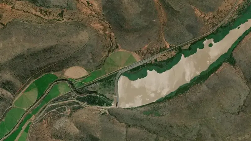 Satellite view of Elandsdrift Dam reservoir, Eastern Cape, South Africa