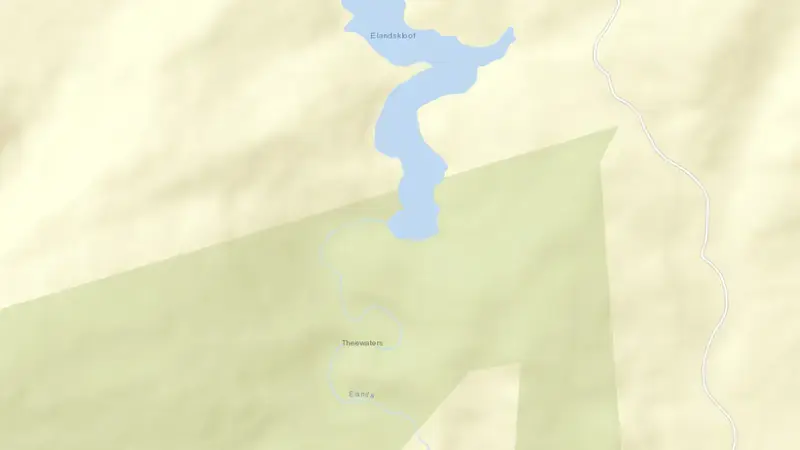 Road map of Elandskloof Dam reservoir, Western Cape, South Africa