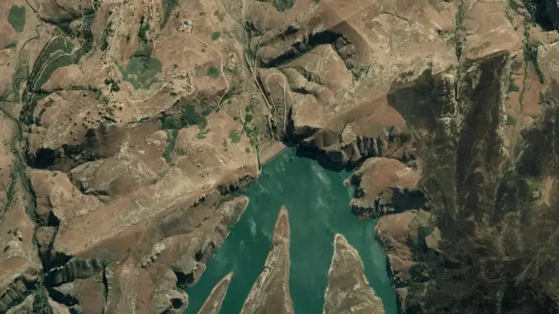 Satellite view of Fika-Patso Dam reservoir, Free State, South Africa