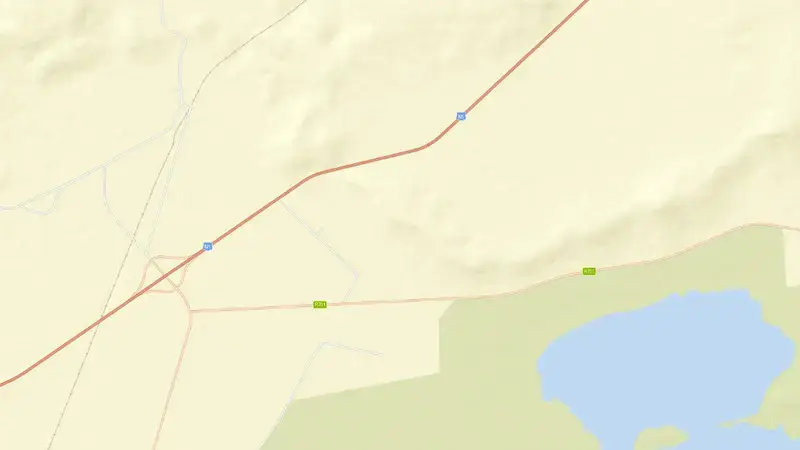 Road map of Gariep Dam reservoir, Free State, South Africa