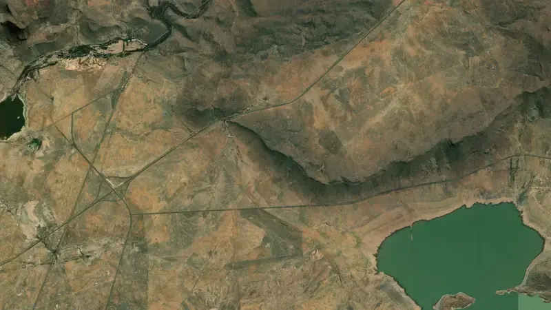 Satellite view of Gariep Dam reservoir, Free State, South Africa