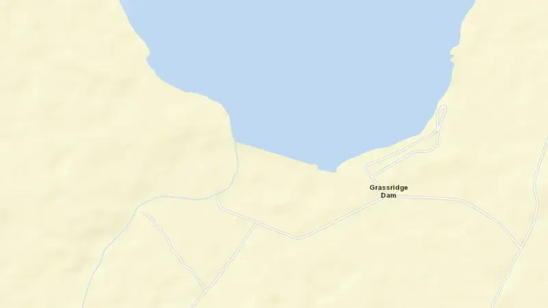 Road map of Grassridge Dam reservoir, Eastern Cape, South Africa
